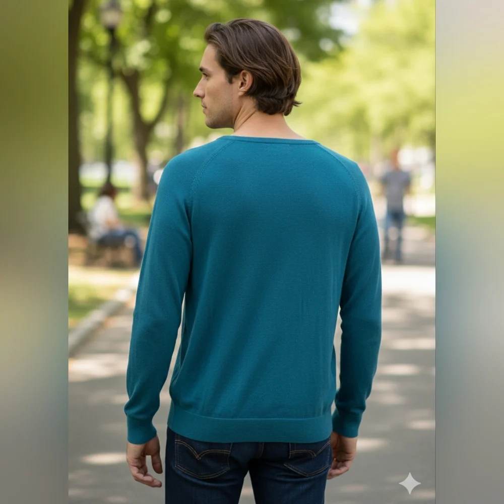 Calvin‎ Klein Men's Teal V-Neck Sweater Size XXL